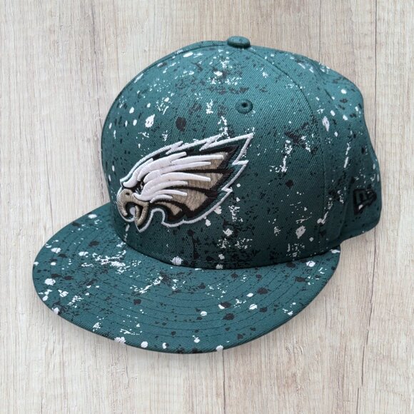 Philadelphia Eagles Hat New Era 59FIFTY Splatter Paint Snapback Hat Football - Picture 1 of 6